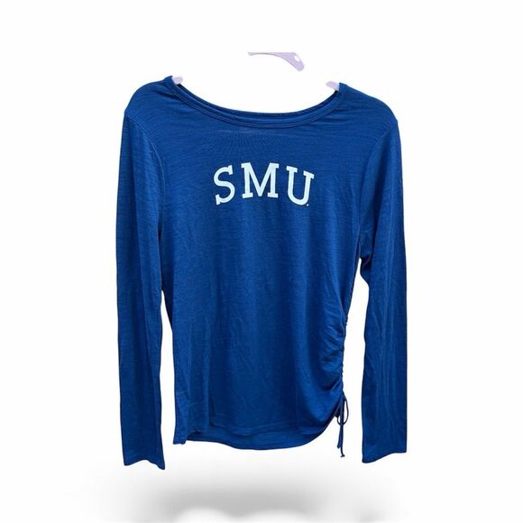 REDSHIRT SMU Collegiate Royal Blue Ruched Side Top Large Fan Football Sports - Picture 1 of 5